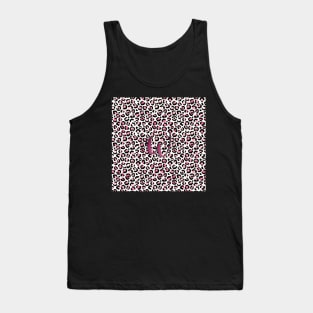 Letter W Monogram & Pink Leopard Print Tank Top